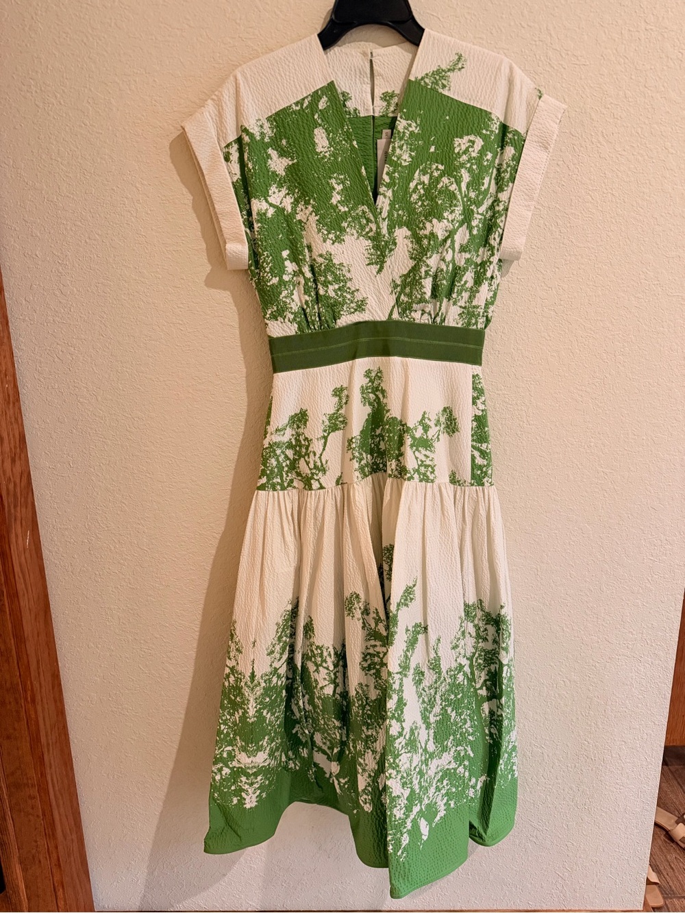Silvia Tcherassi Green and White Printed Fit-and-Flare Dress